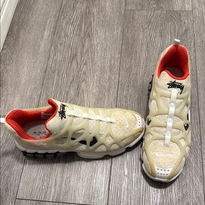 Nike Stussy Cream and Red Sneakers size 6.5